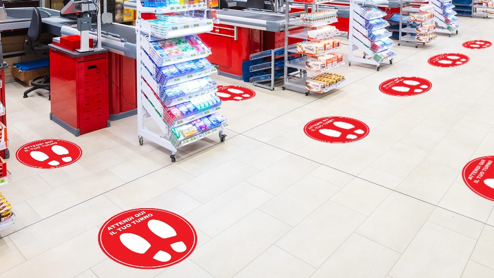 Kit 6 Adesivi Segnaletici Calpestabili tondi