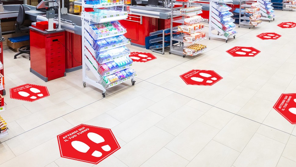 Kit 6 Adesivi Segnaletici Calpestabili esagonali